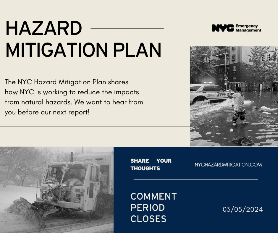 A flyer asking people to comment on the Hazard Mitigation Plan
                                           
